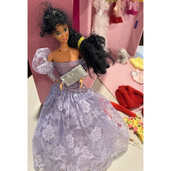 Vintage 80s Barbie Doll Lot Clothing Acessories Closet Case 1989 Trunk Brunette - Picture 3 of 16